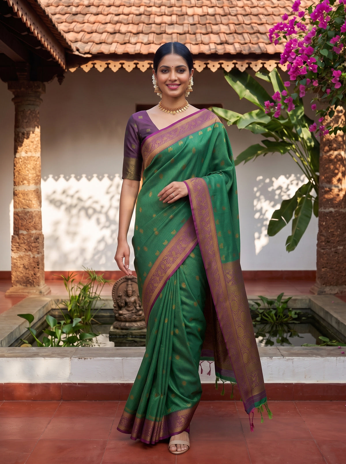 MIMOSA Rama Kanjivaram Art Silk Saree — pose 6 styling detail