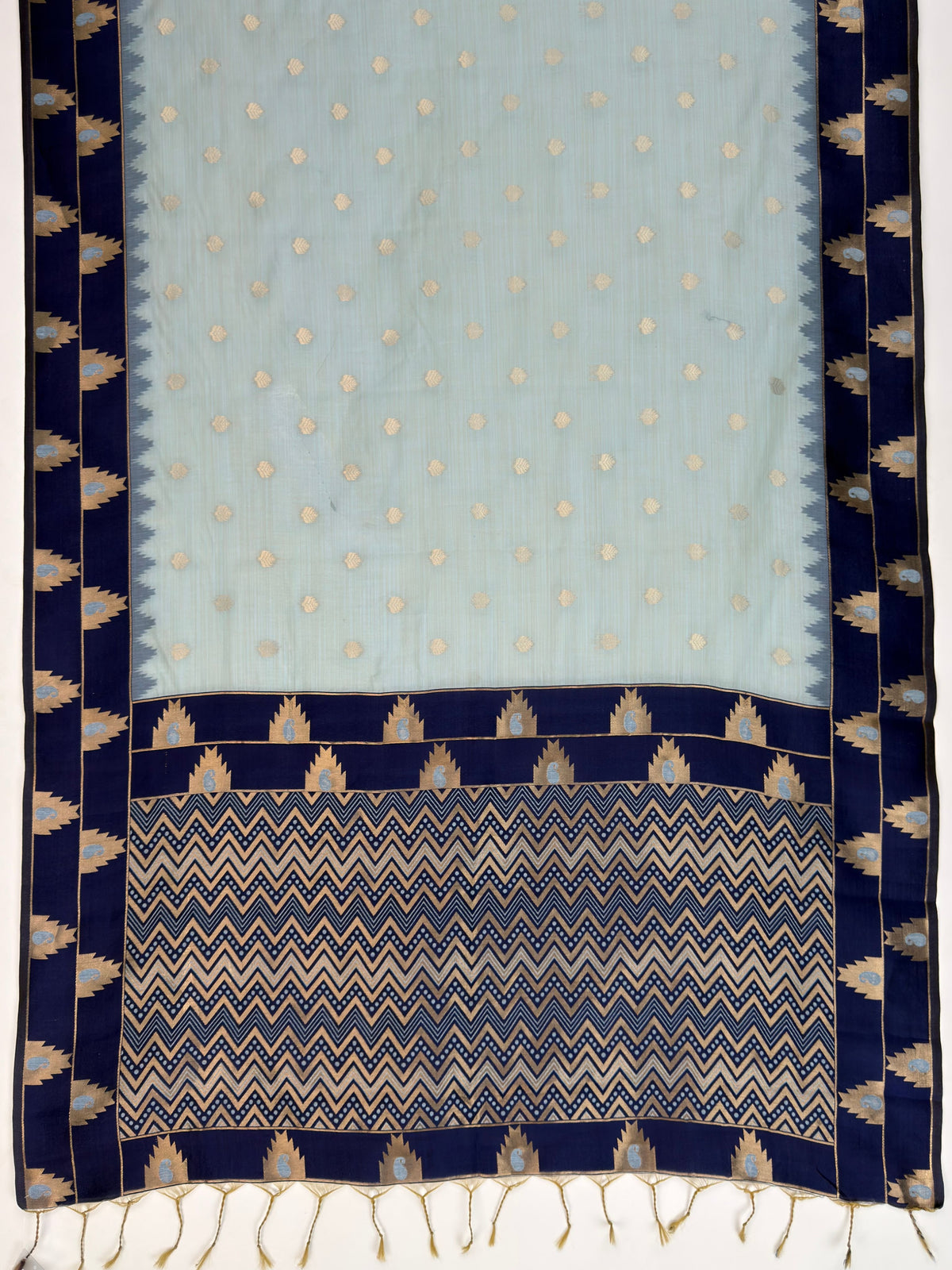 MIMOSA Grey Banarasi Saree — pallu and zari work detail