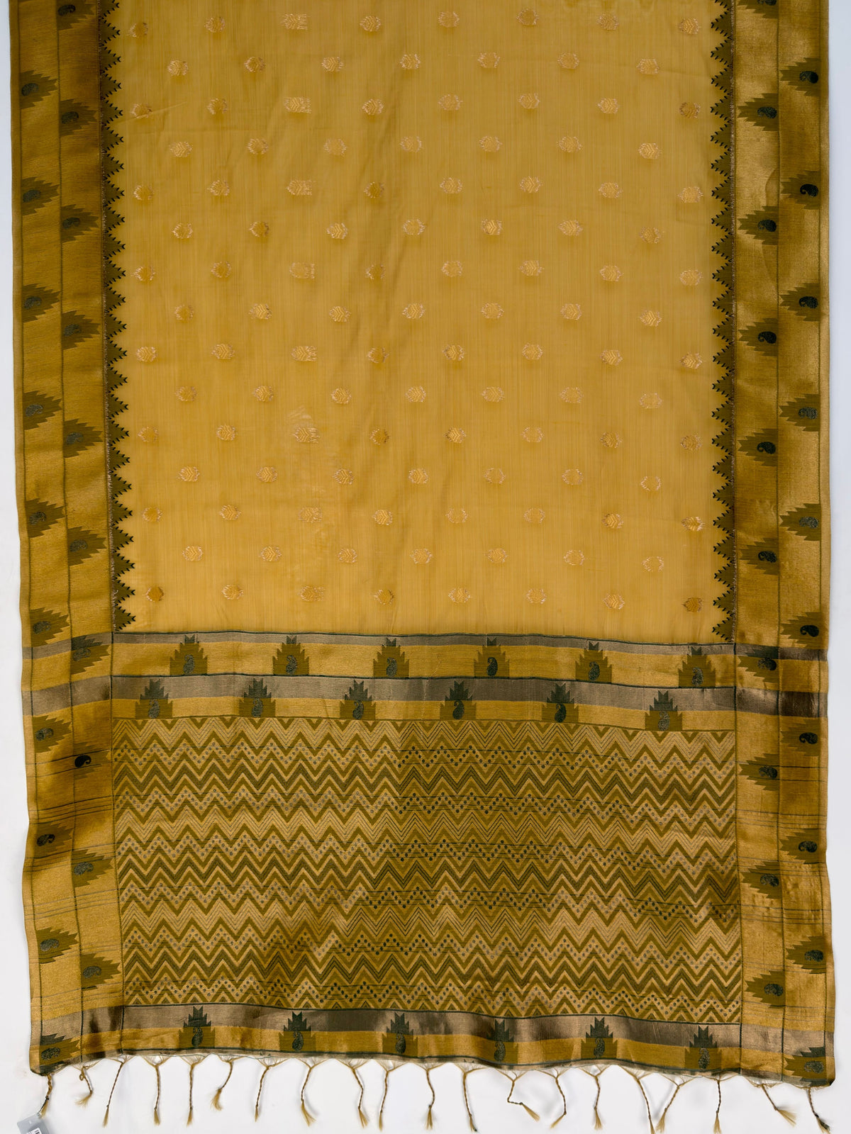 MIMOSA Mustard Banarasi Saree — pallu and zari work detail