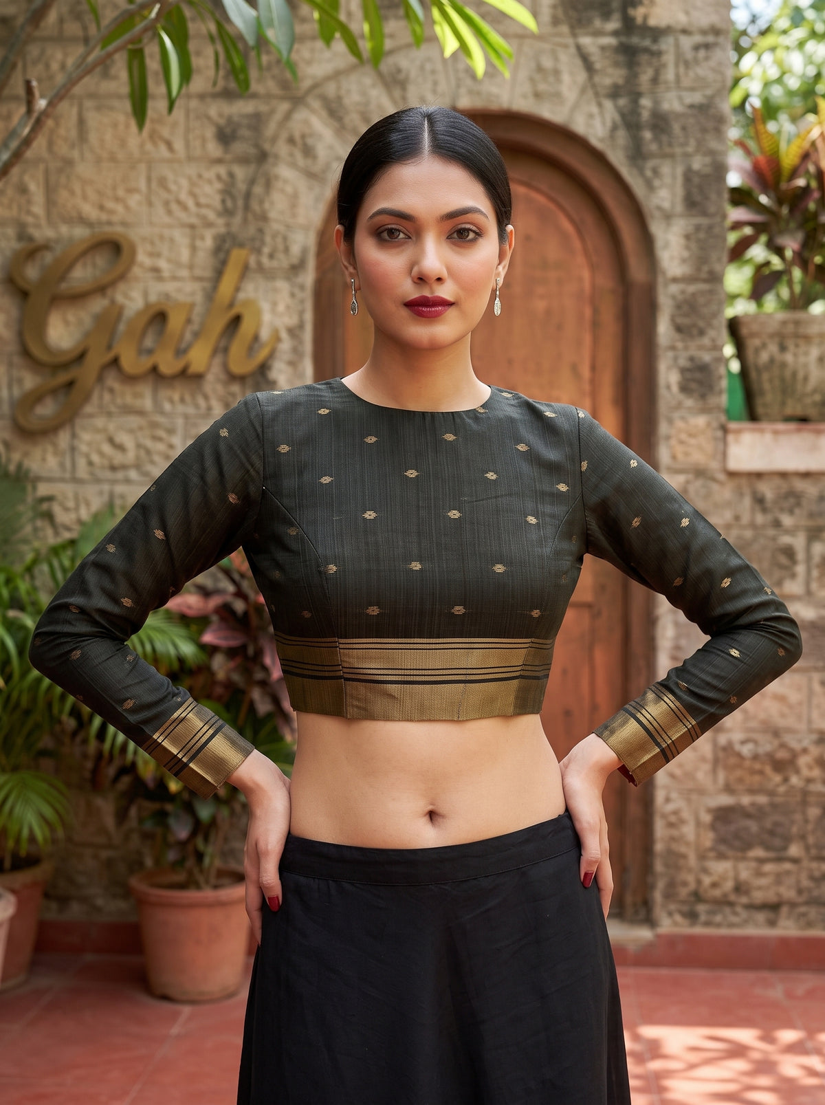 MIMOSA Tussar Banarasi Saree — blouse close-up
