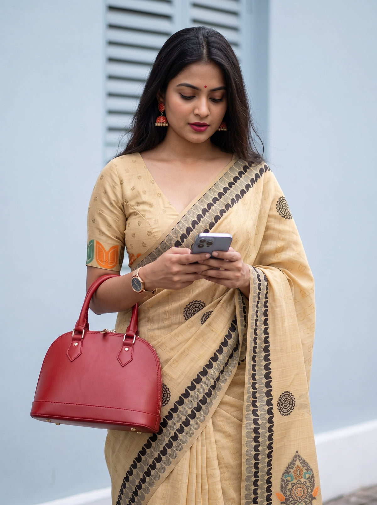 MIMOSA Tussar Banarasi Cotton Saree — pose 10 styling detail