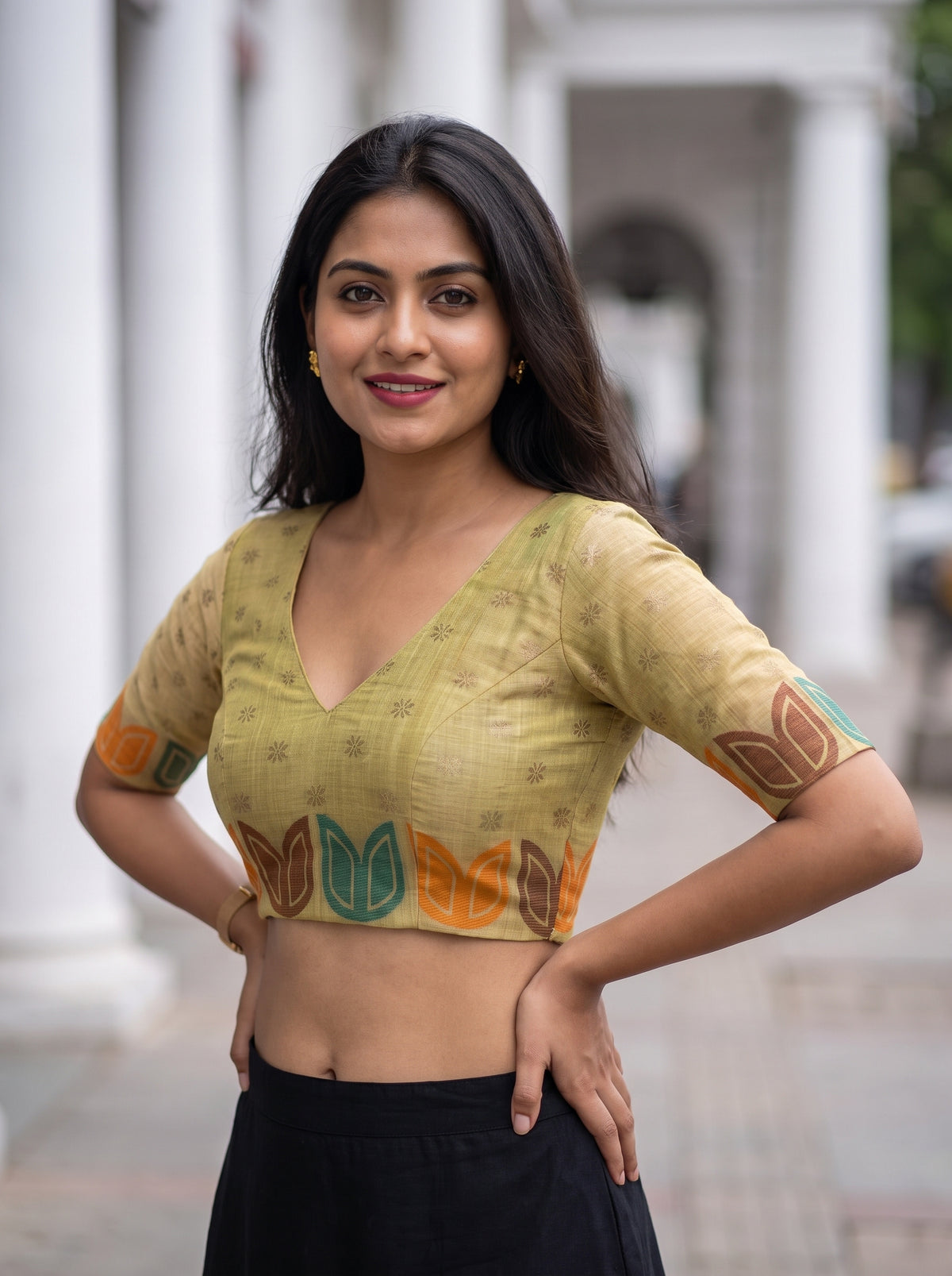 MIMOSA Tussar Banarasi Cotton Saree — blouse close-up