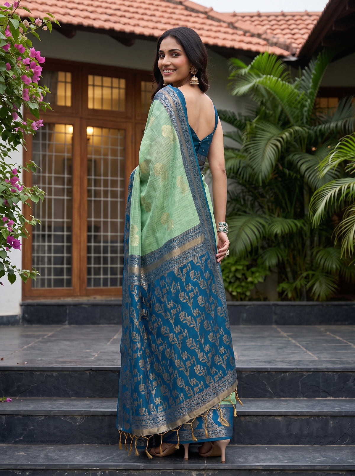 MIMOSA Rama Banarasi Saree — pose 7 styling detail