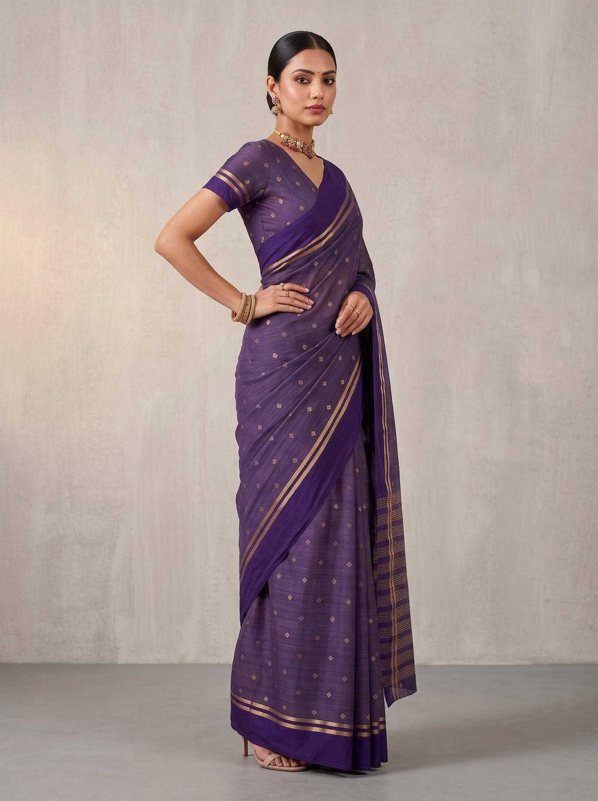 MIMOSA Jamun Bhagalpuri Tussar silk Tussar Silk Saree — pose 4 styling detail