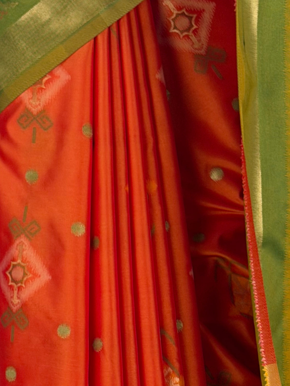 MIMOSA Orange Pochampally Saree — fleets shot full lifestyle