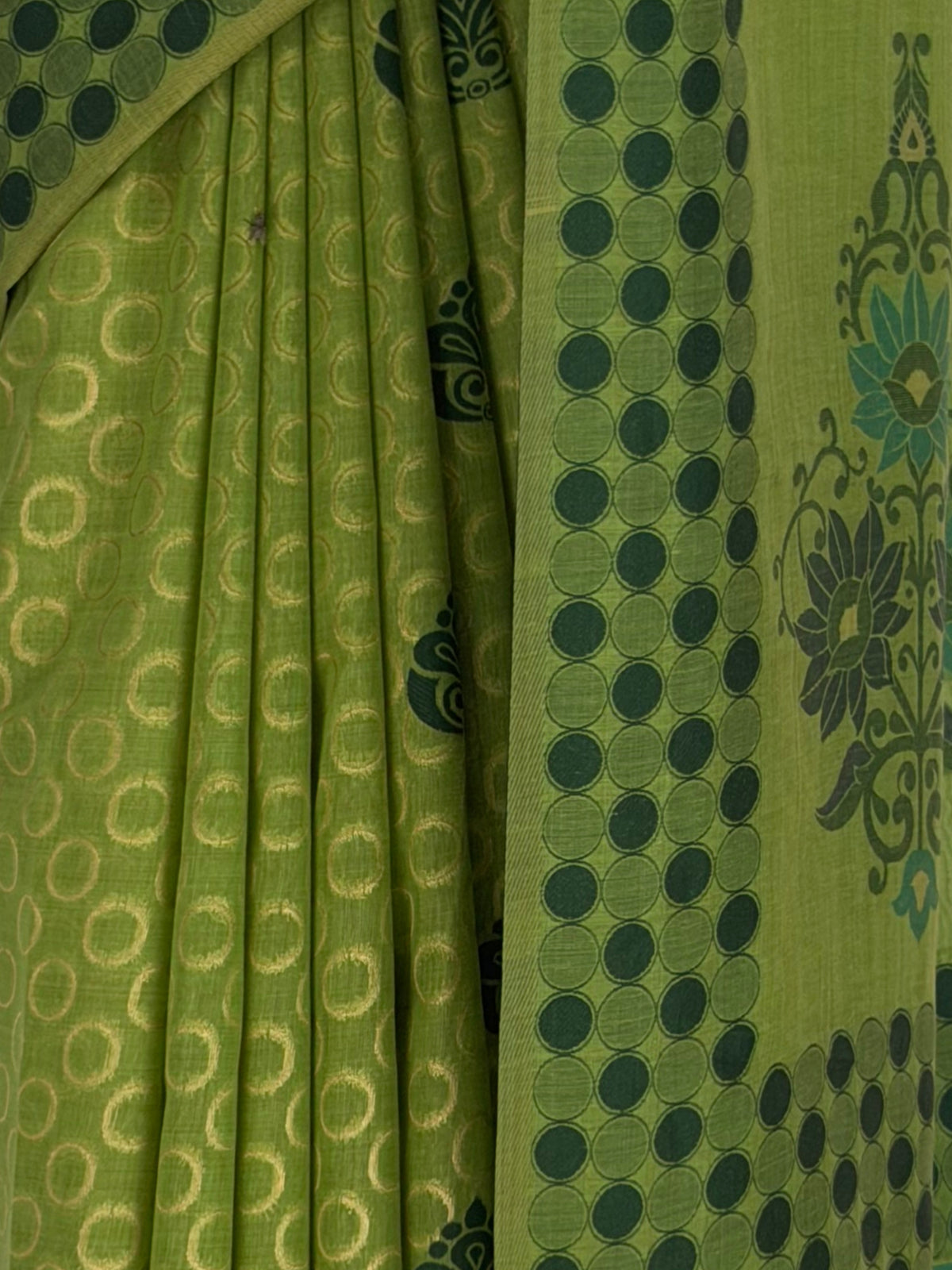 MIMOSA Olive Banarasi Cotton Saree — fleets shot full lifestyle