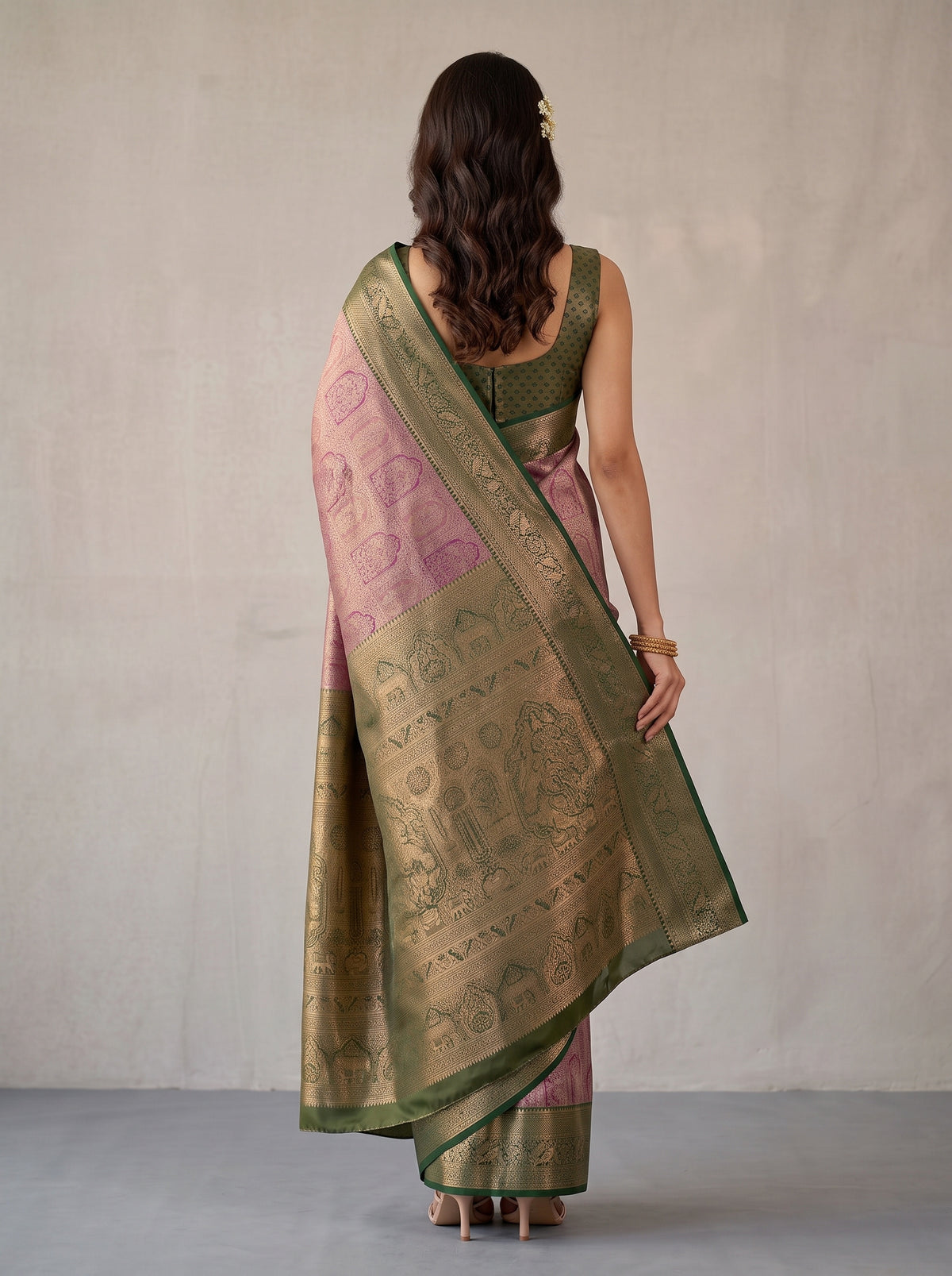 MIMOSA Magenta Kanjivaram Art Silk Saree — Saree shot pallu and body