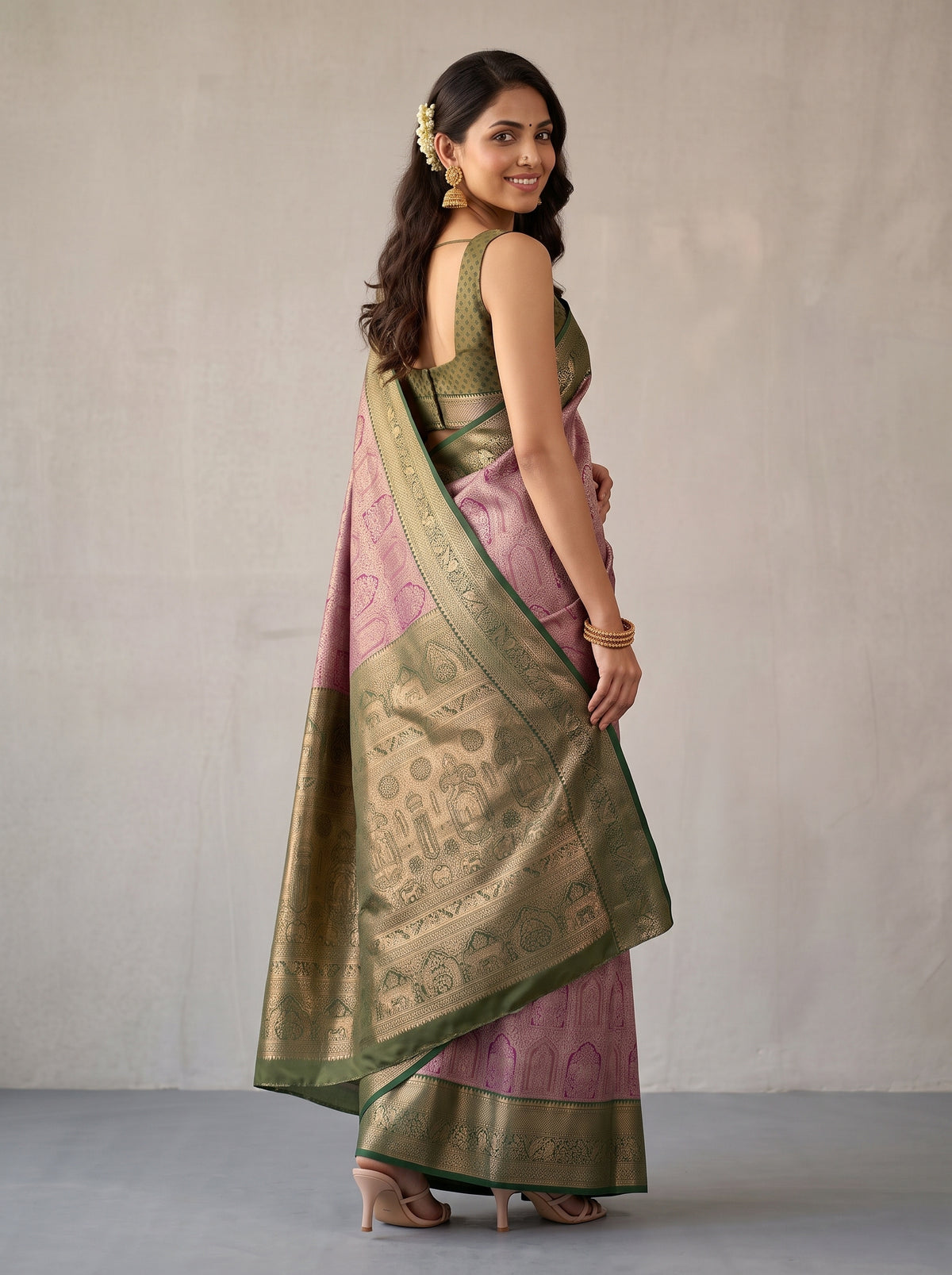 MIMOSA Magenta Kanjivaram Saree — pose 5 styling detail