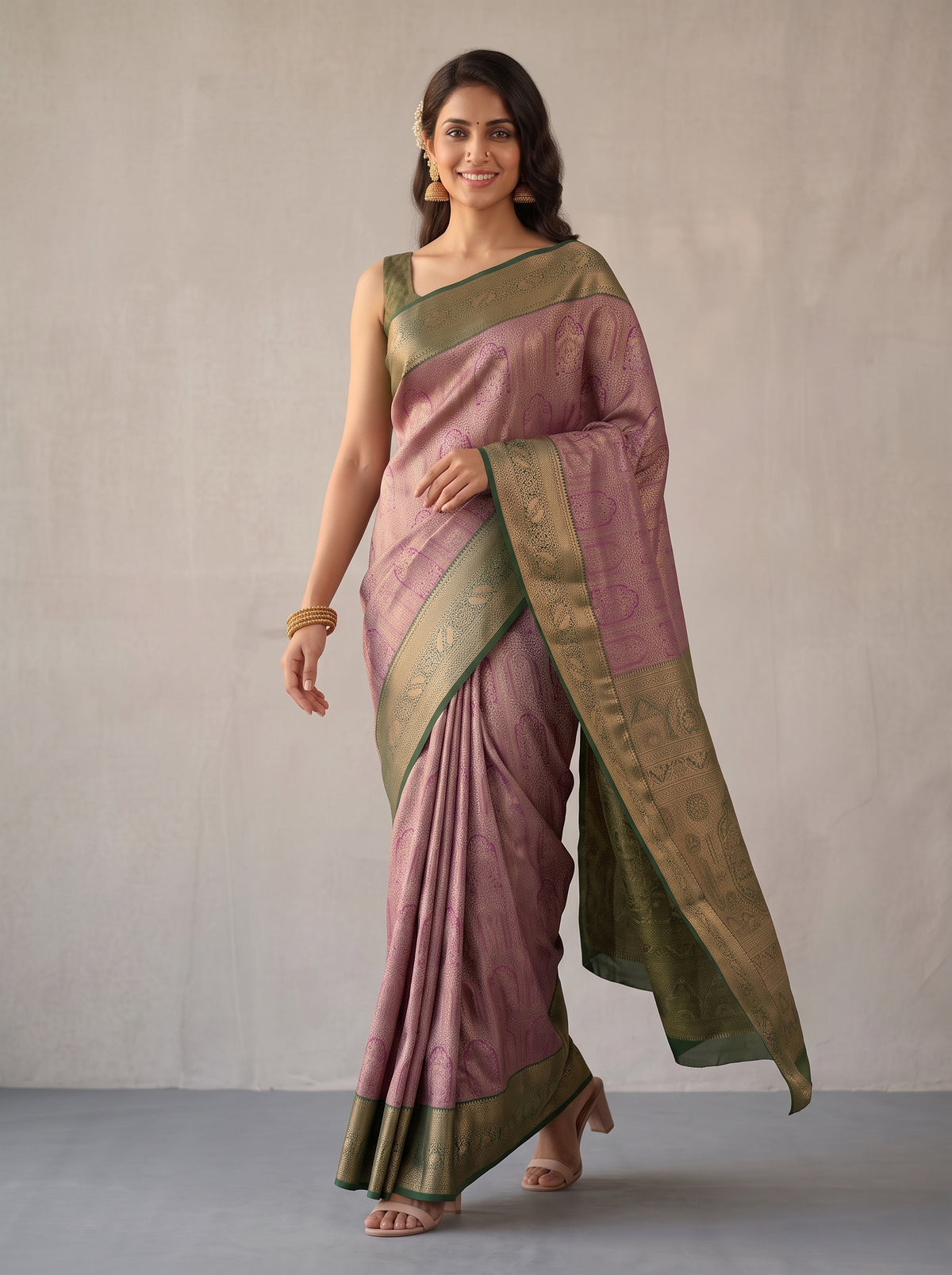 MIMOSA Magenta Kanjivaram Saree — pose 6 styling detail