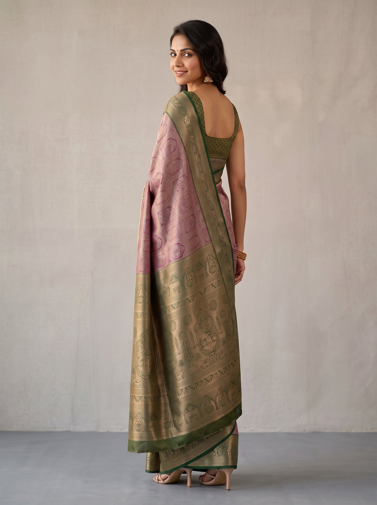 MIMOSA Magenta Kanjivaram Saree — pose 7 styling detail