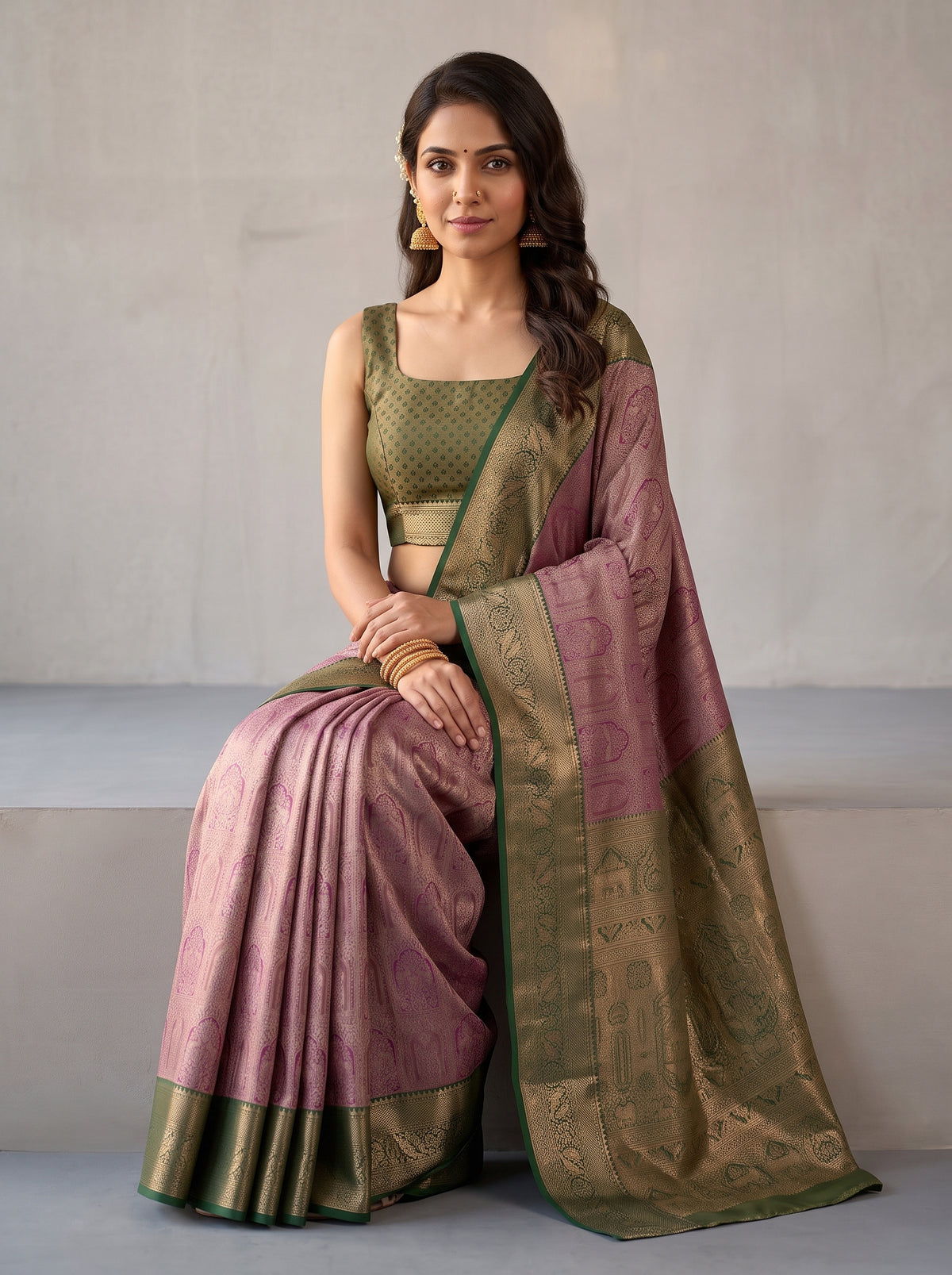 MIMOSA Magenta Kanjivaram Saree — pose 8 styling detail