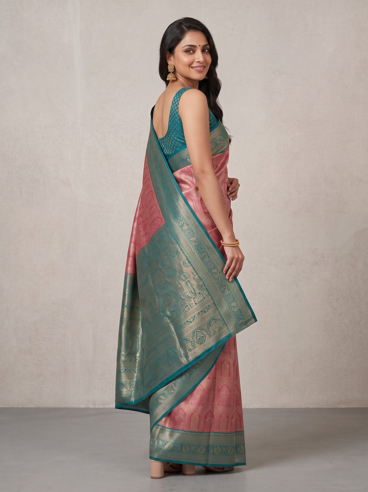 MIMOSA Rani Kanjivaram Saree — pose 5 styling detail
