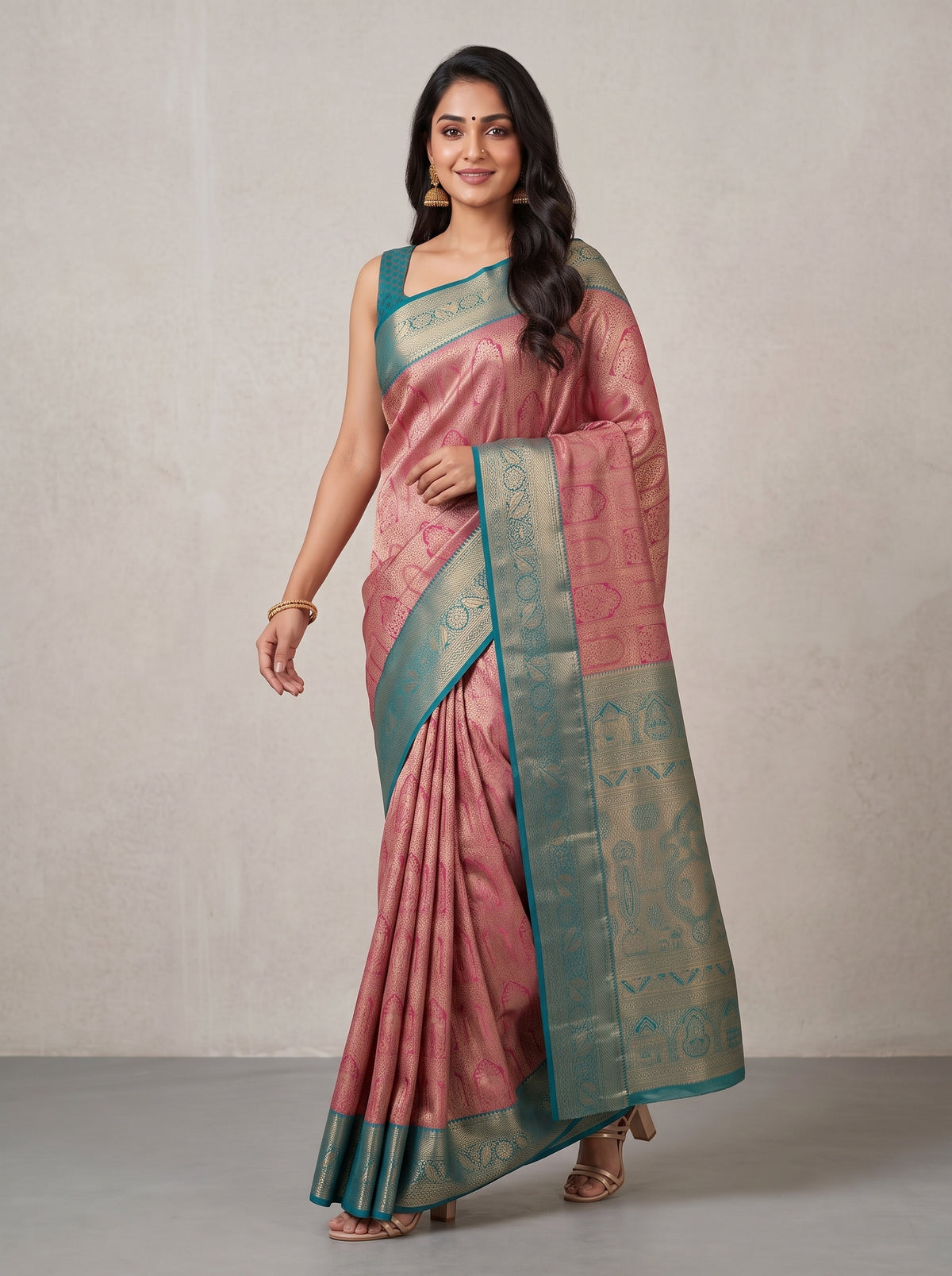 MIMOSA Rani Kanjivaram Saree — pose 6 styling detail