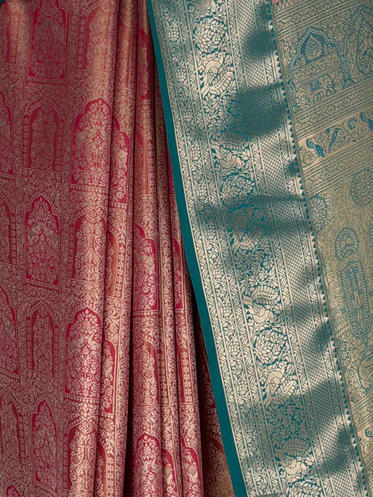 MIMOSA Rani Kanjivaram Saree — fleets shot full lifestyle