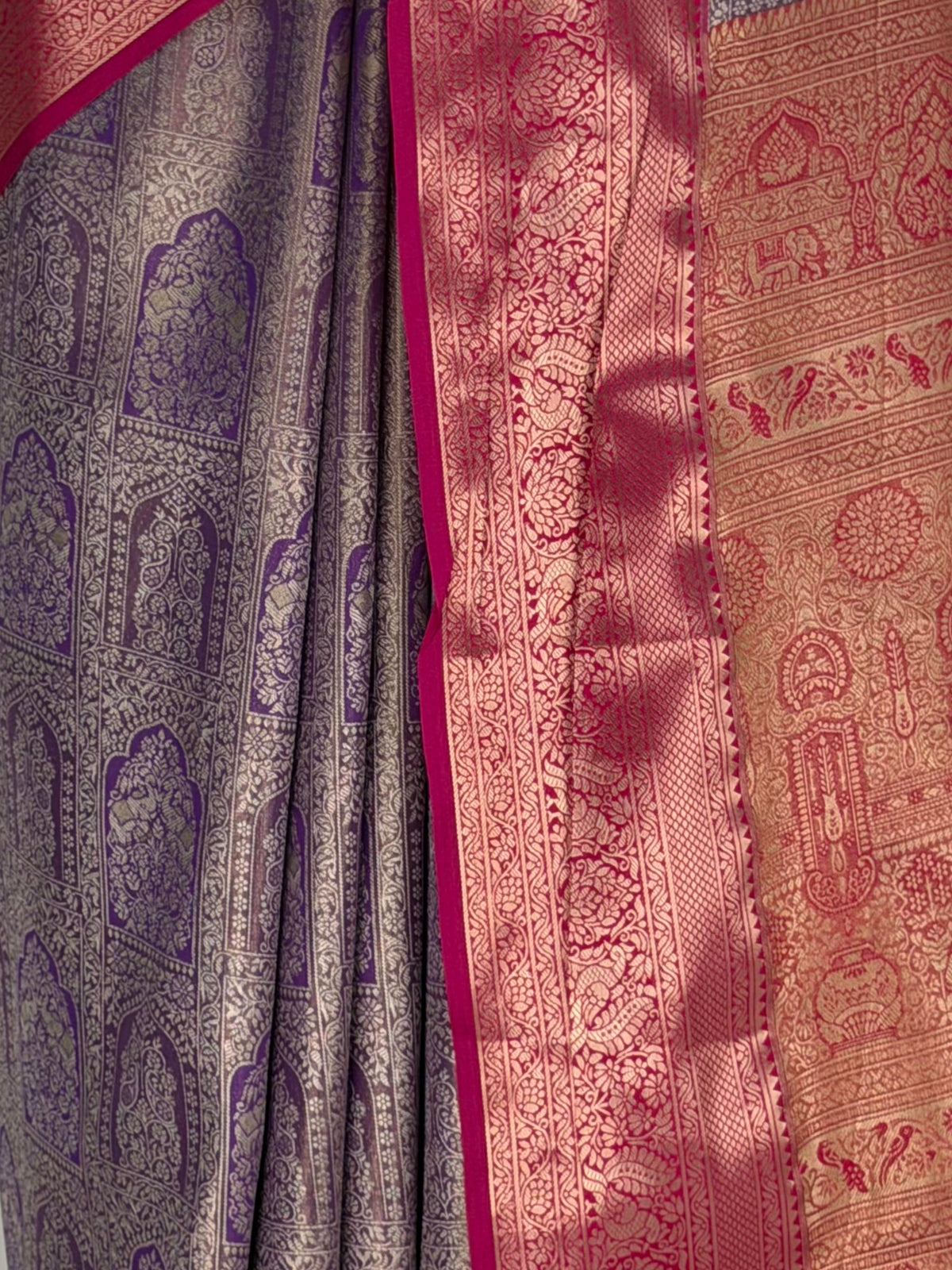 MIMOSA Violet Kanjivaram Saree — fleets shot full lifestyle