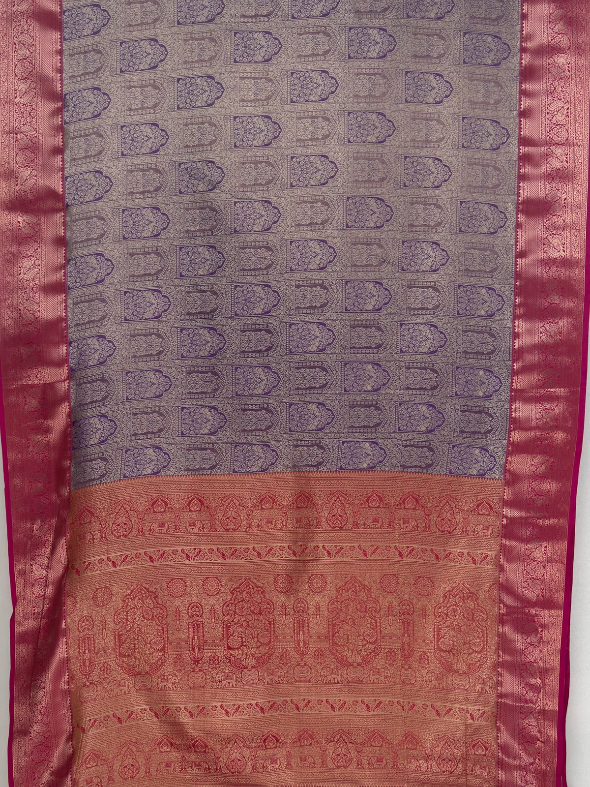 MIMOSA Violet Kanjivaram Saree — pallu and zari work detail