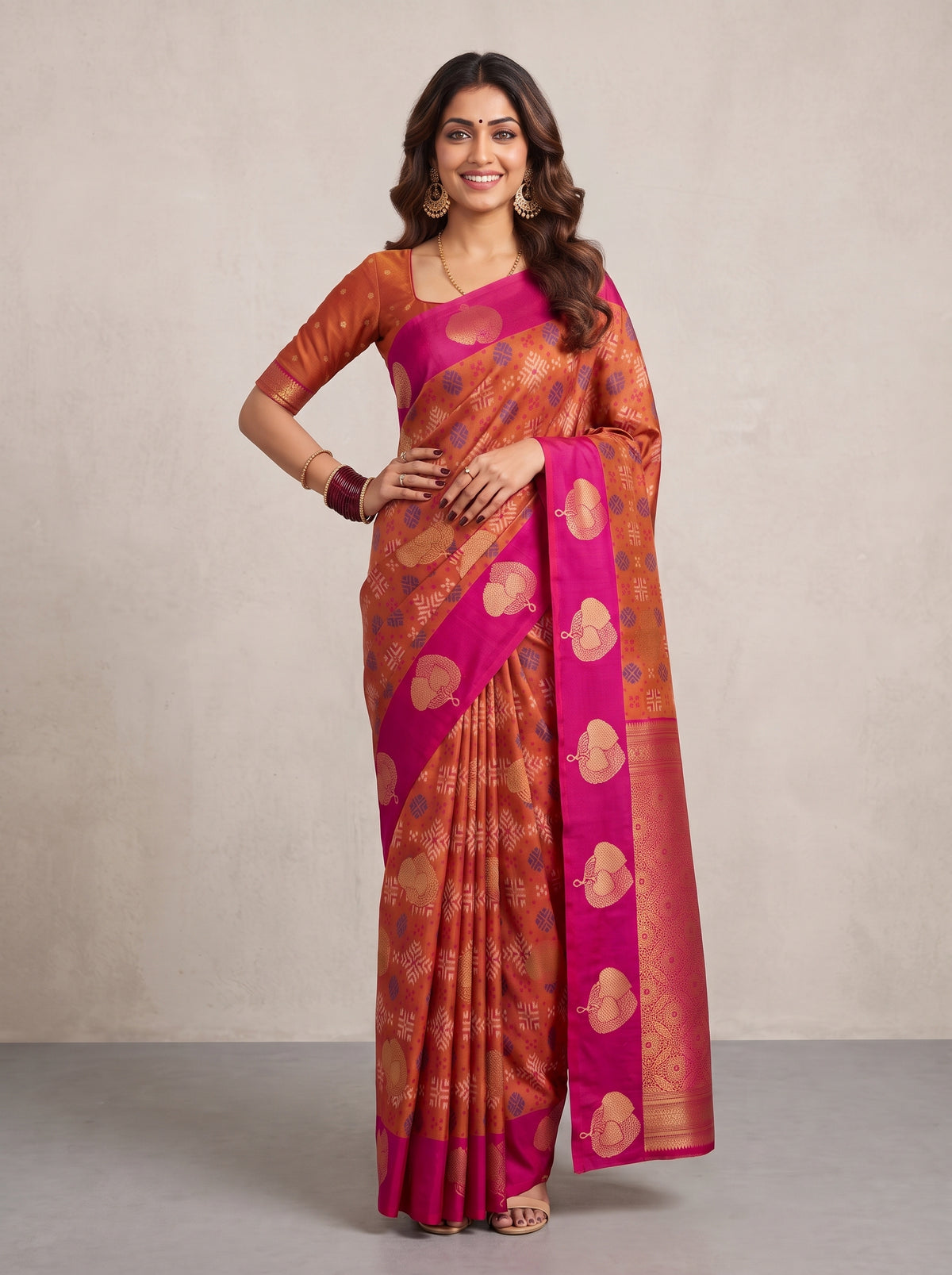 MIMOSA Rani Pochampally Art Silk Saree — pose 4 styling detail