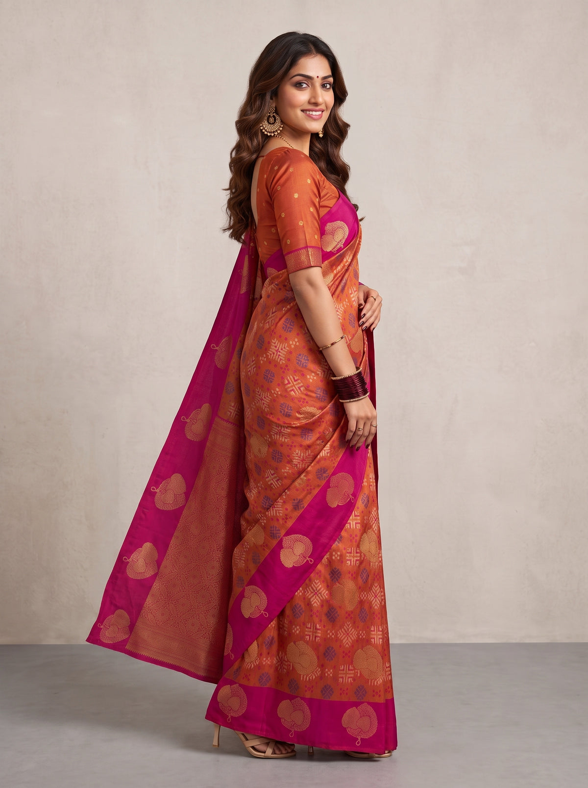 MIMOSA Rani Pochampally Art Silk Saree — pose 5 styling detail