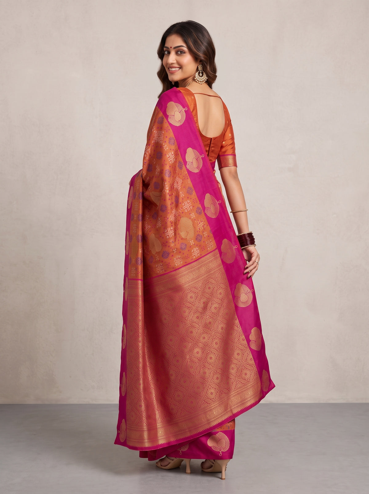 MIMOSA Rani Pochampally Art Silk Saree — pose 7 styling detail