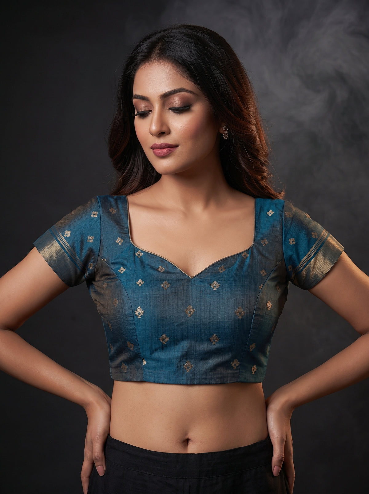 MIMOSA Rama Banarasi Saree — blouse close-up
