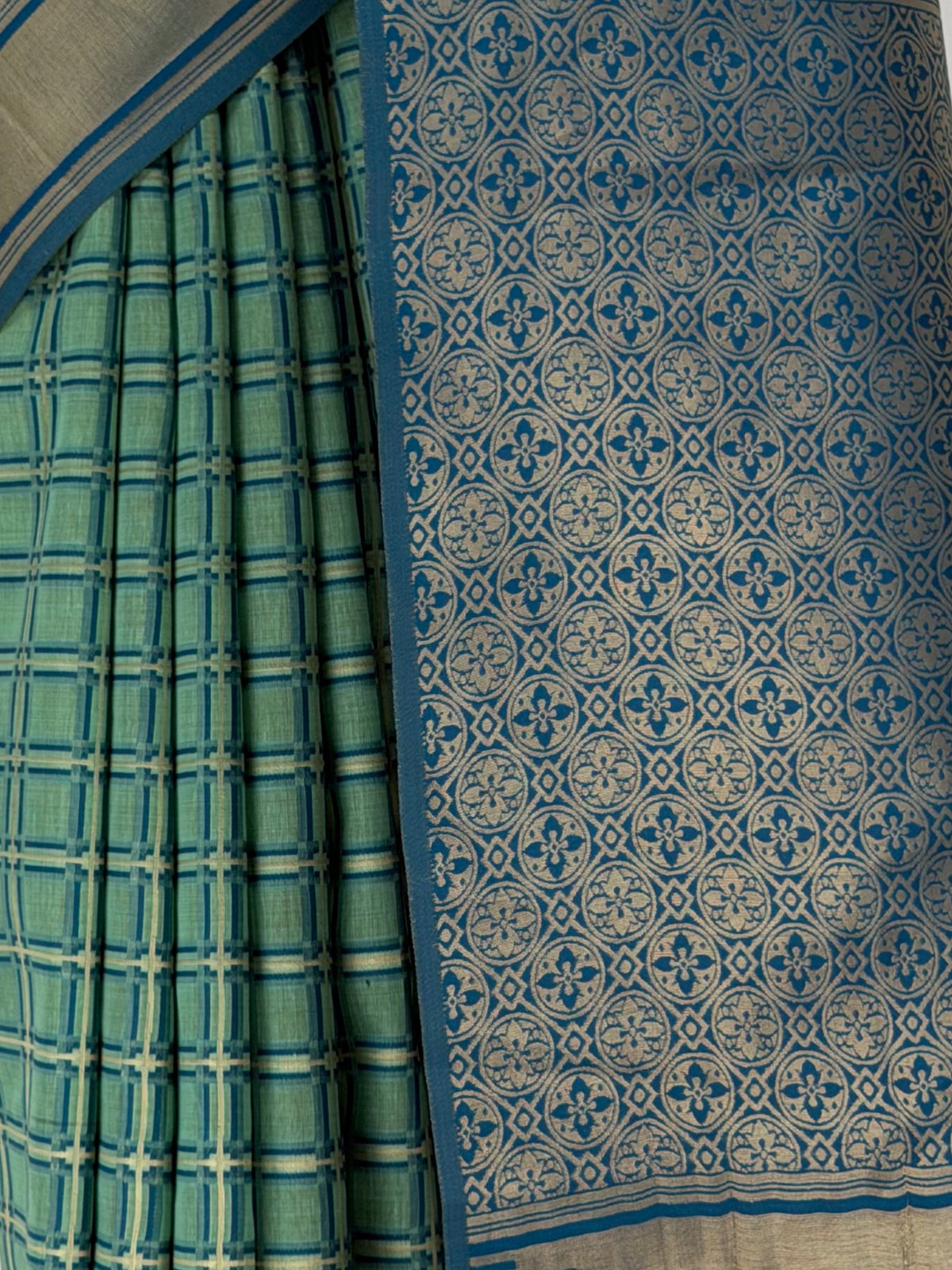 MIMOSA Rama Banarasi Saree — fleets shot full lifestyle
