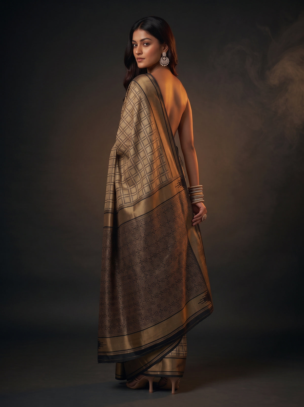 MIMOSA Tussar Banarasi Saree — pose 7 styling detail