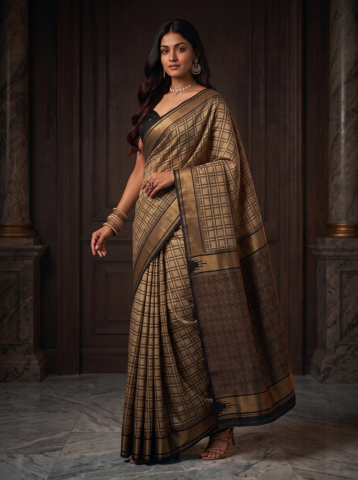 MIMOSA Tussar Banarasi Saree — pose 9 styling detail