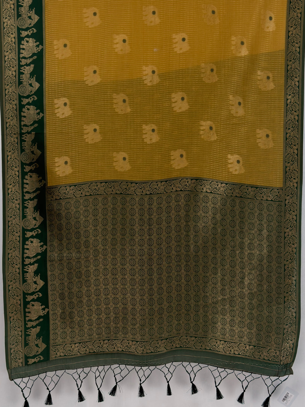 MIMOSA Mustard Banarasi Saree — pallu and zari work detail