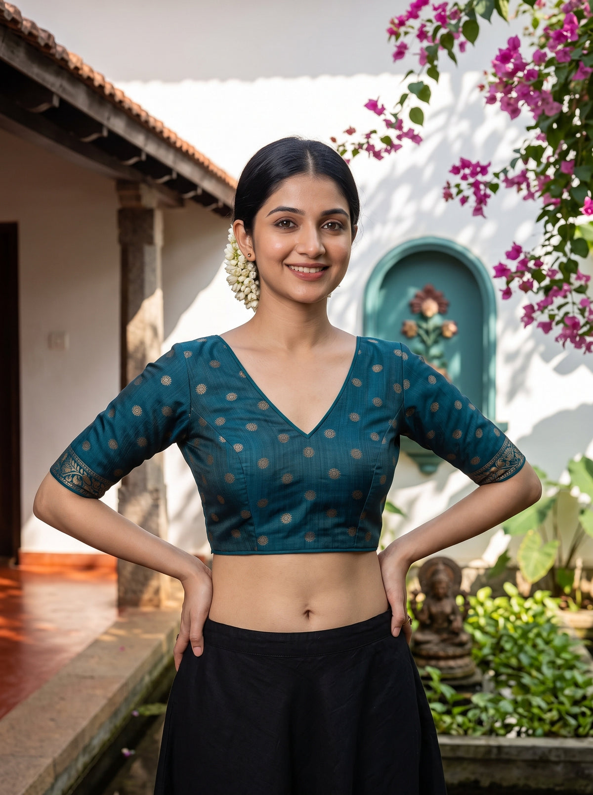 MIMOSA Rama Banarasi Saree — blouse close-up