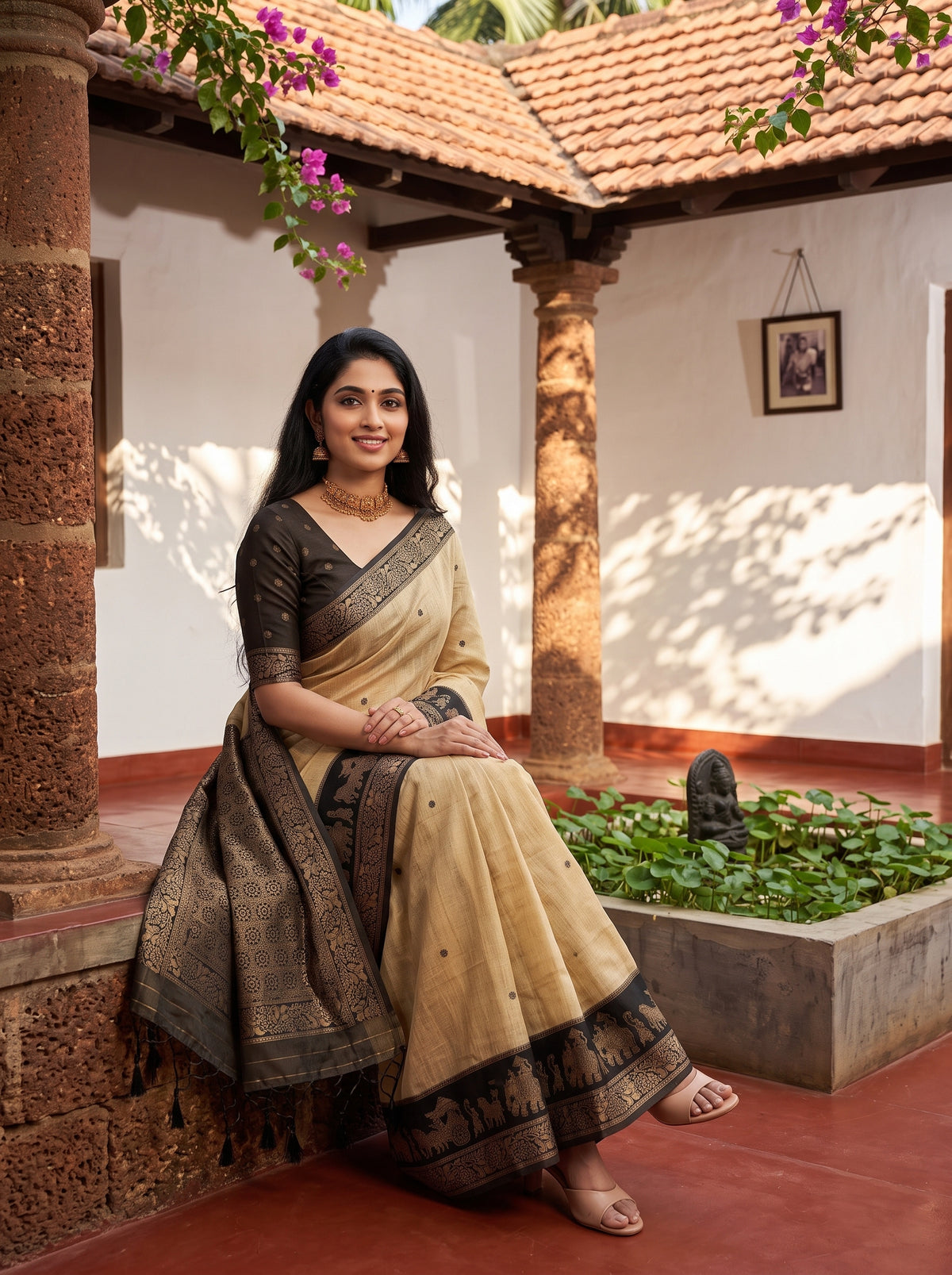 MIMOSA Tussar Banarasi Saree — pose 8 styling detail
