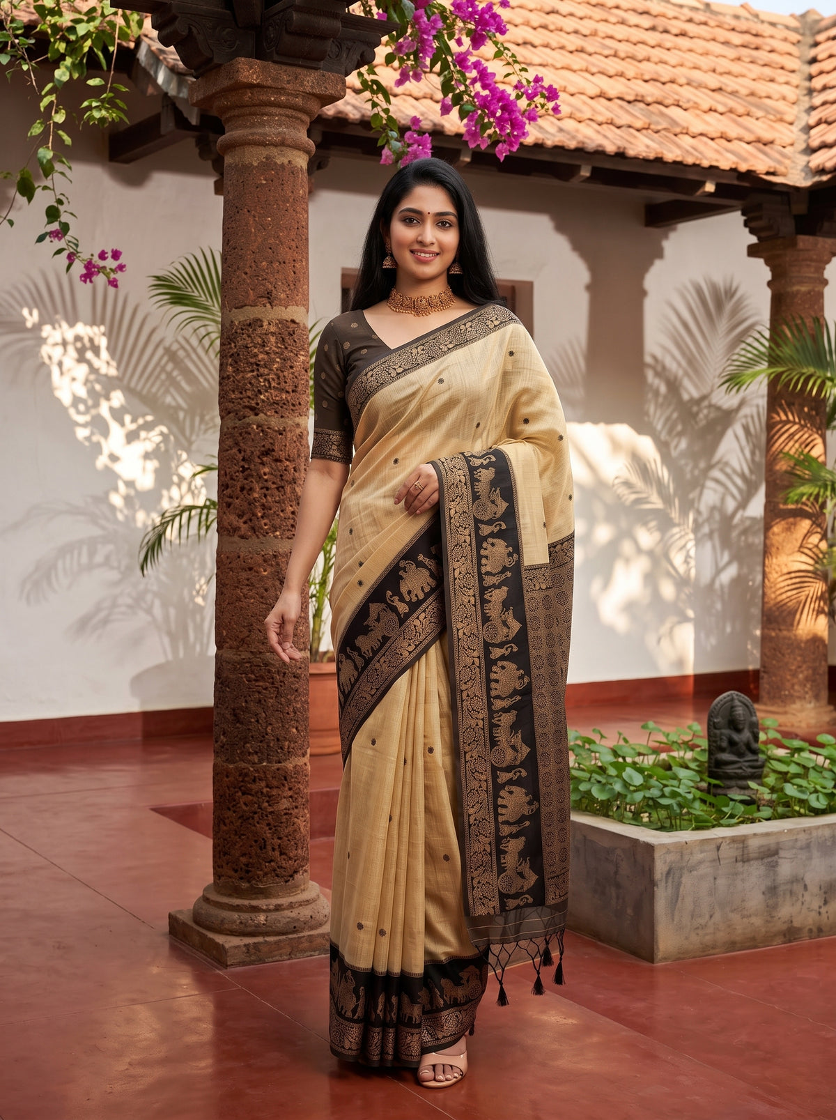 MIMOSA Tussar Banarasi Saree — pose 9 styling detail