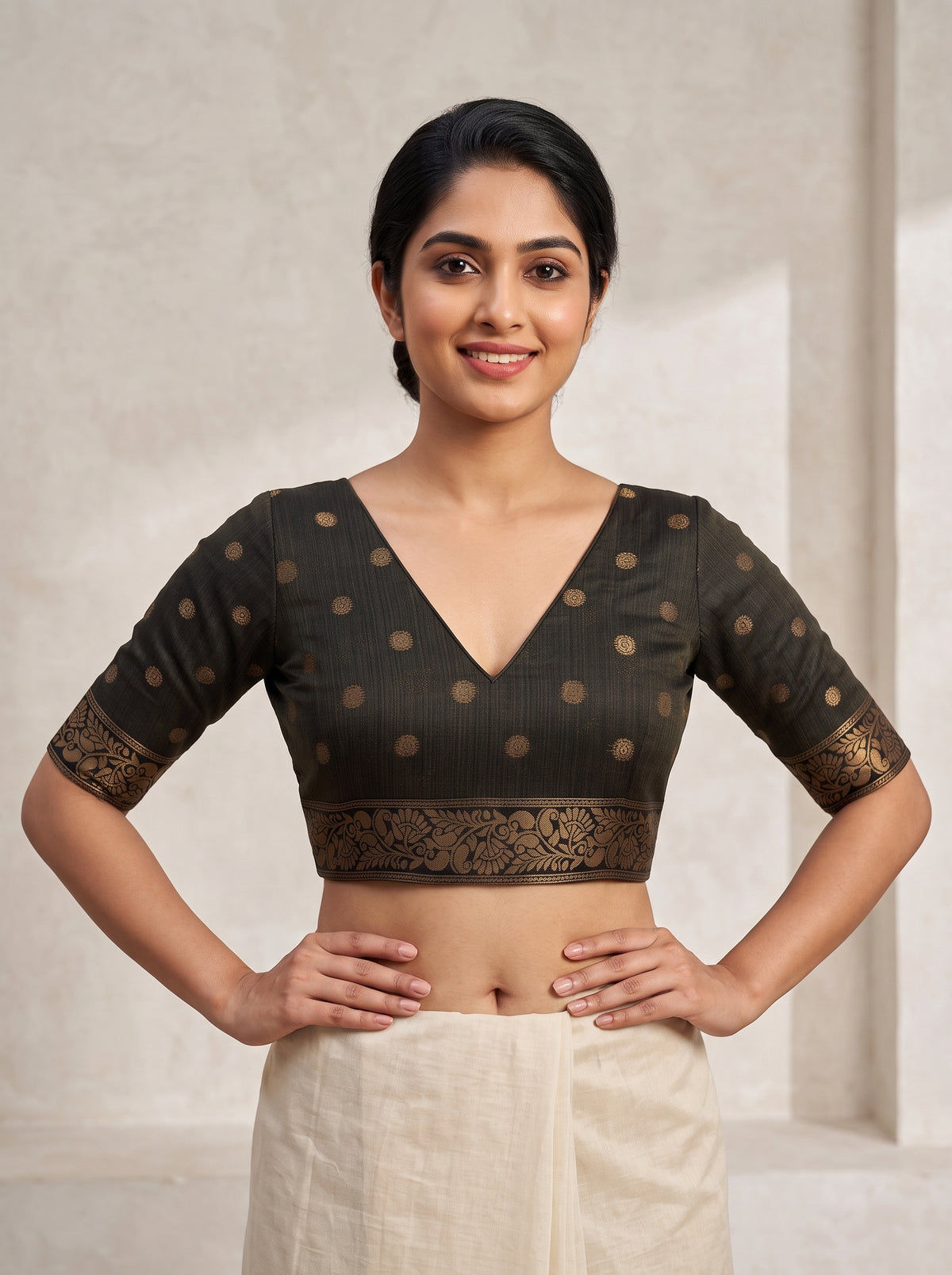 MIMOSA Tussar Banarasi Saree — blouse close-up