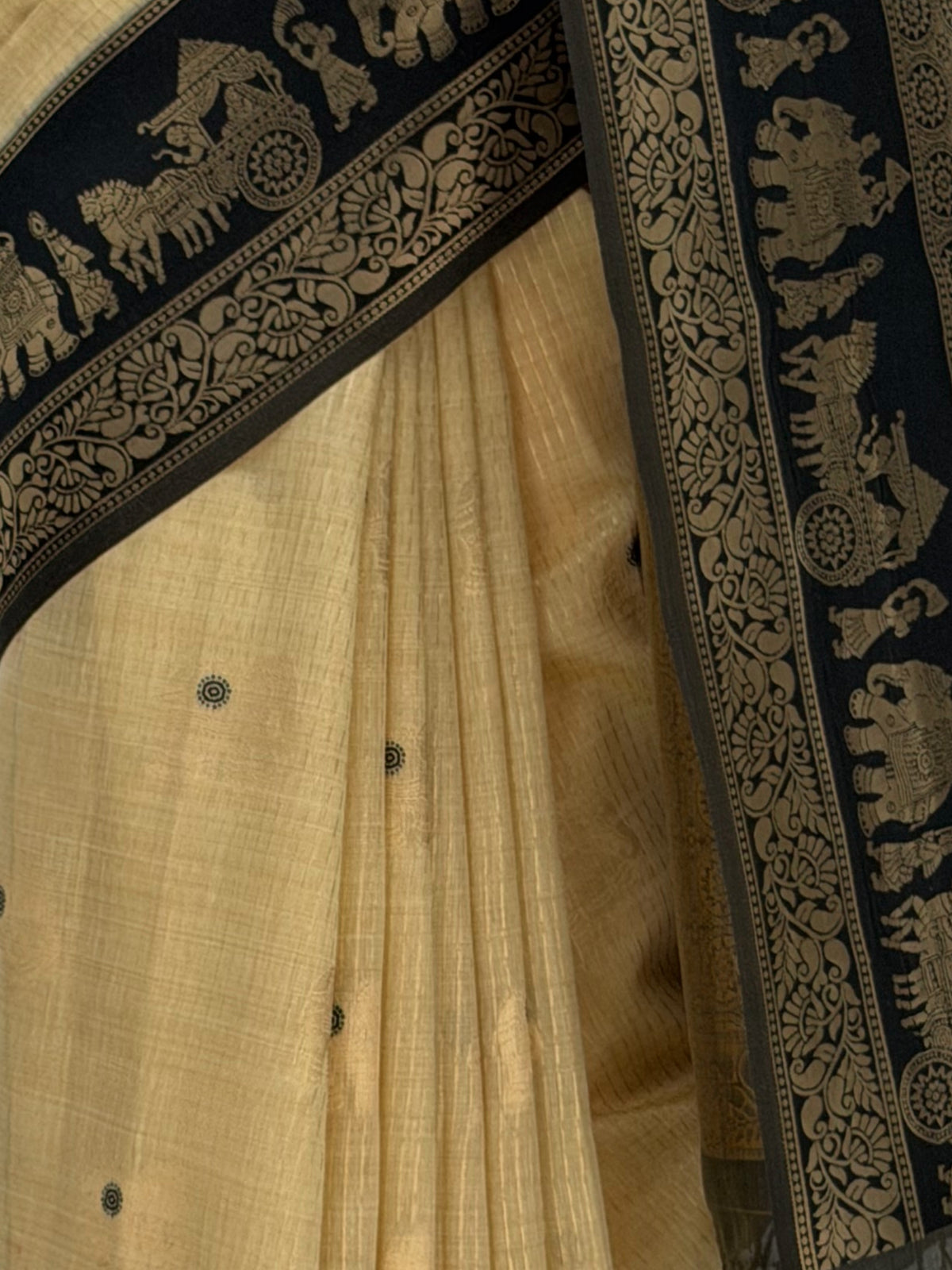 MIMOSA Tussar Banarasi Saree — fleets shot full lifestyle