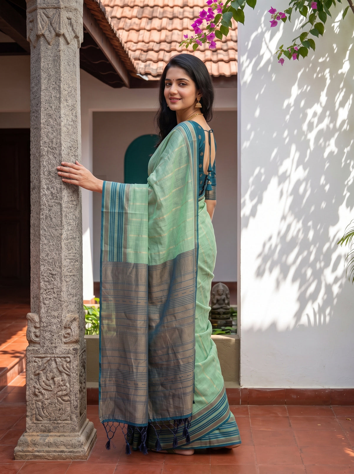MIMOSA Rama Banarasi Saree — pose 10 styling detail