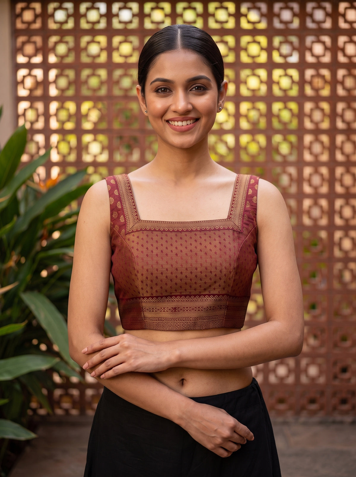 MIMOSA Jamun Kanjivaram Art Silk Saree — blouse close-up
