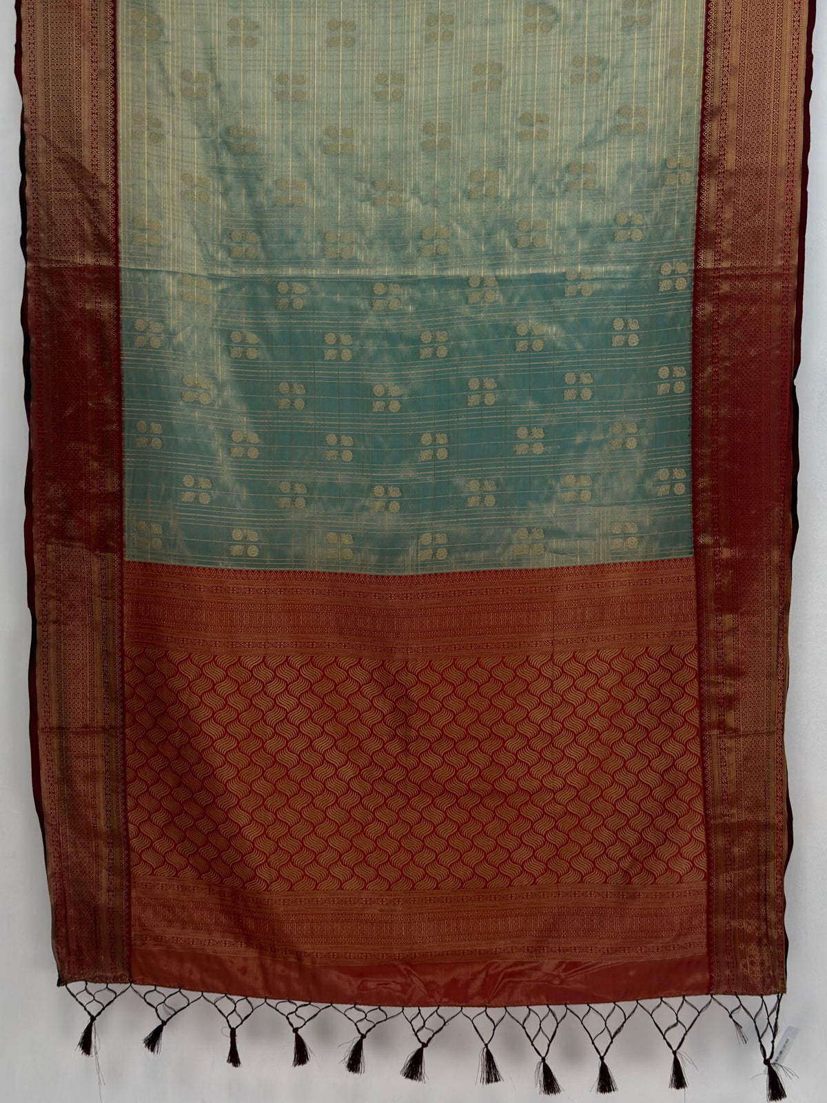 MIMOSA Sapphire Kanjivaram Art Silk Saree — pallu and zari work detail