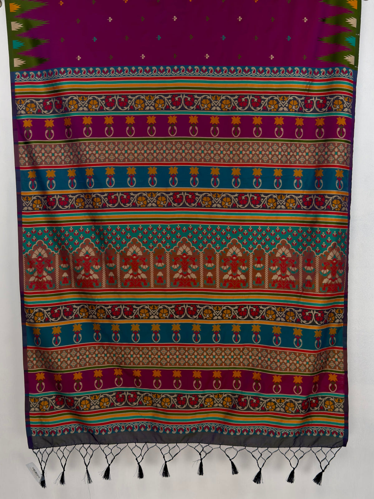 MIMOSA Magenta Berhampuri Saree — pallu and zari work detail