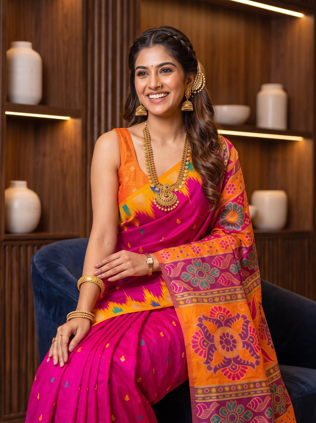 MIMOSA Rani Berhampuri Saree — pose 10 styling detail