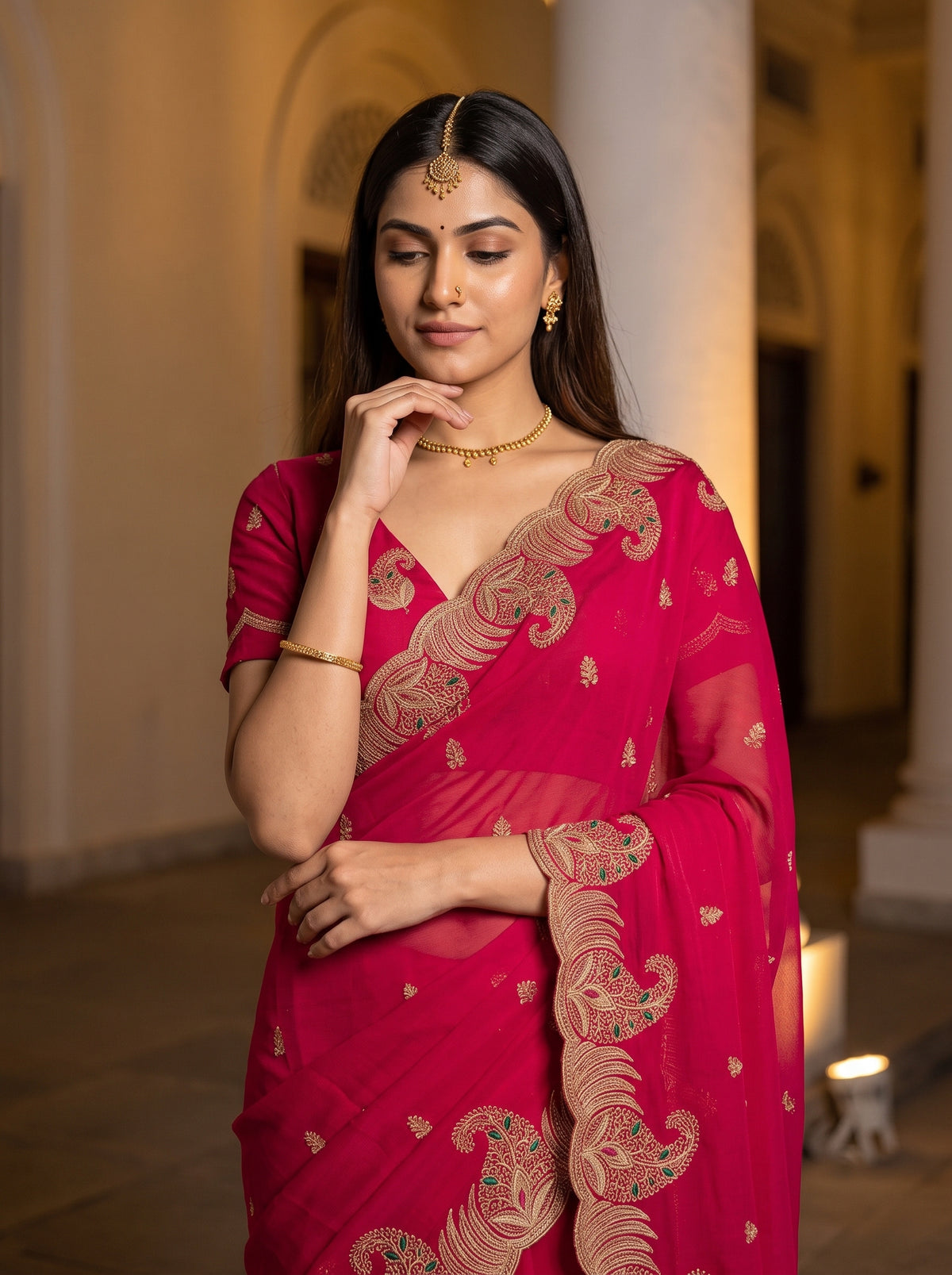 MIMOSA Rani Banarasi Saree — pose 10 styling detail