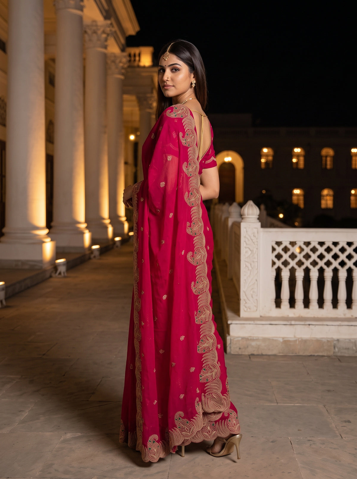 MIMOSA Rani Banarasi Saree — pose 7 styling detail