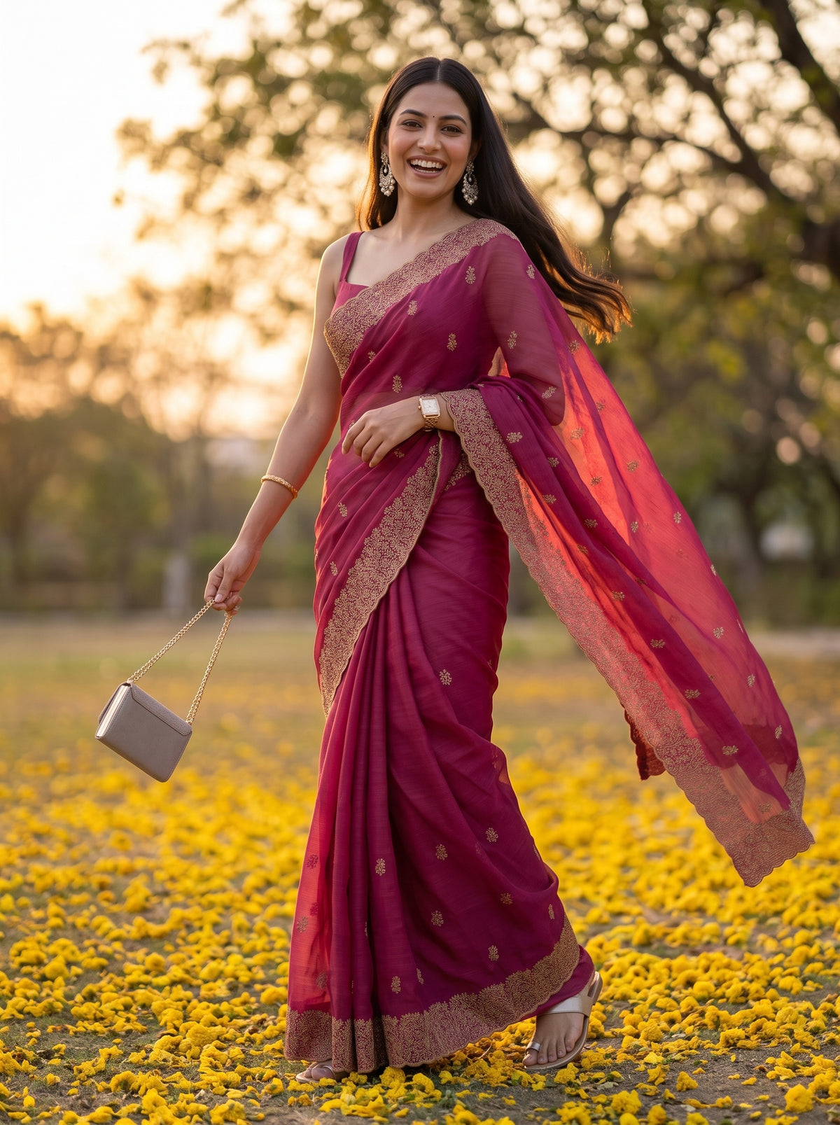 MIMOSA Gajari Banarasi Saree — pose 9 styling detail