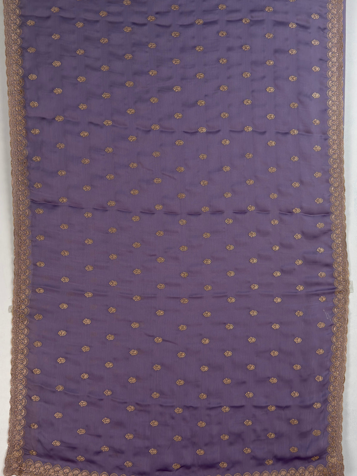 MIMOSA Lavender Banarasi Chiffon Saree — pallu and zari work detail