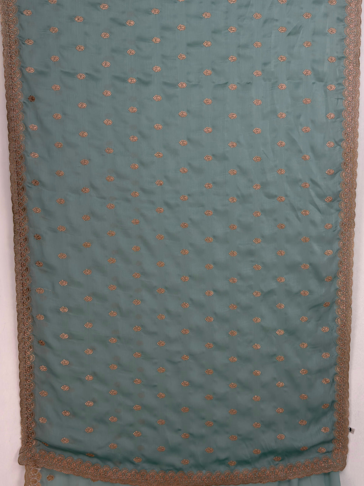 MIMOSA Rama Banarasi Chiffon Saree — pallu and zari work detail