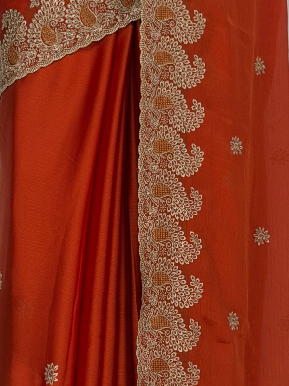 MIMOSA Orange Banarasi Saree — fleets shot full lifestyle