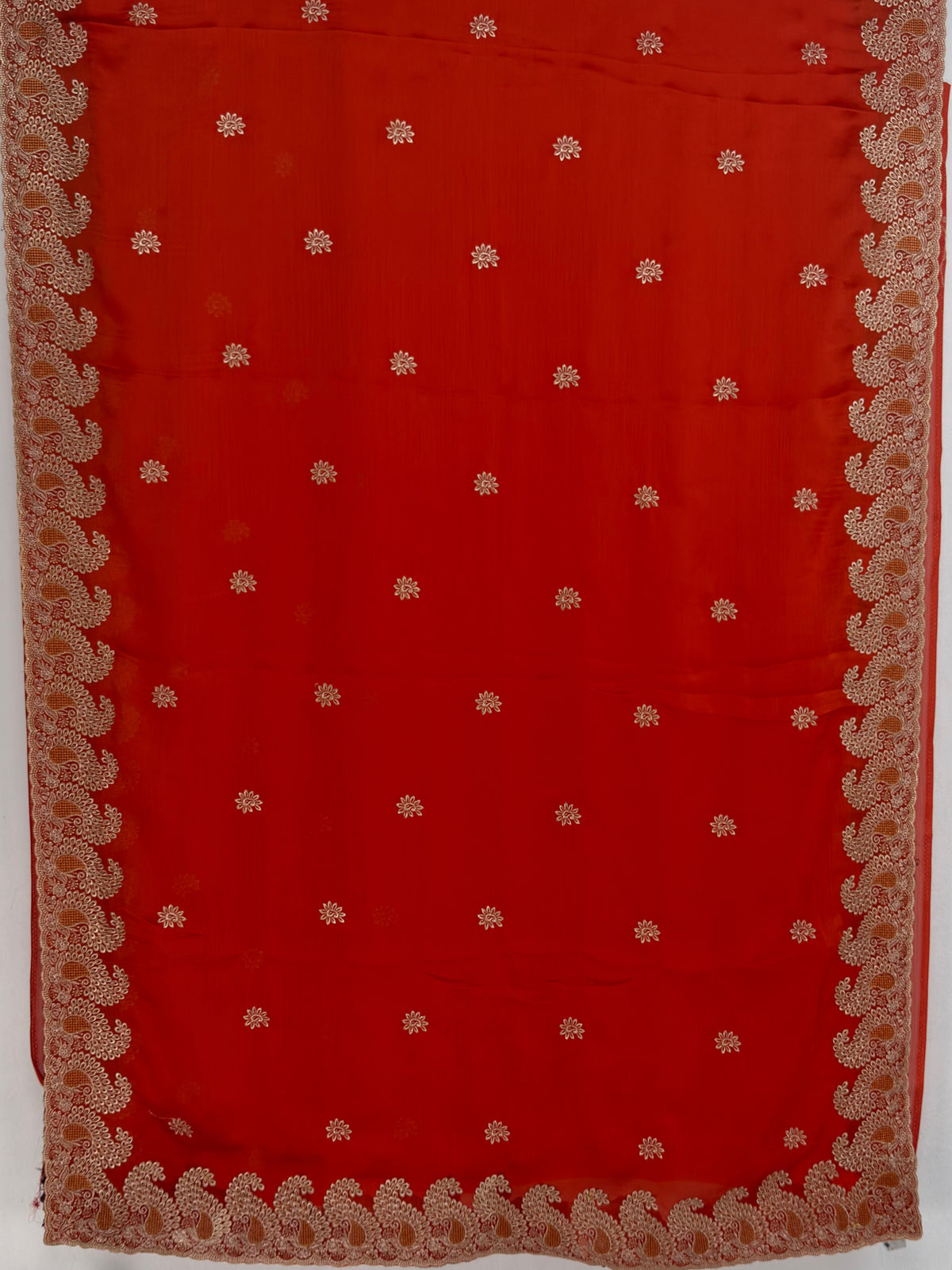 MIMOSA Orange Banarasi Saree — pallu and zari work detail