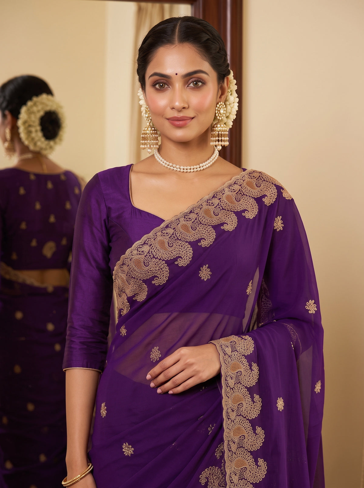 MIMOSA Purple Banarasi Saree — pose 10 styling detail