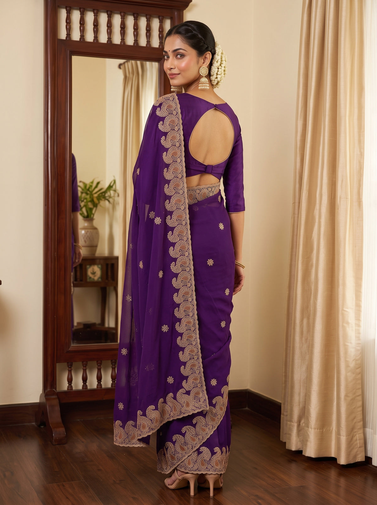 MIMOSA Purple Banarasi Saree — pose 7 styling detail