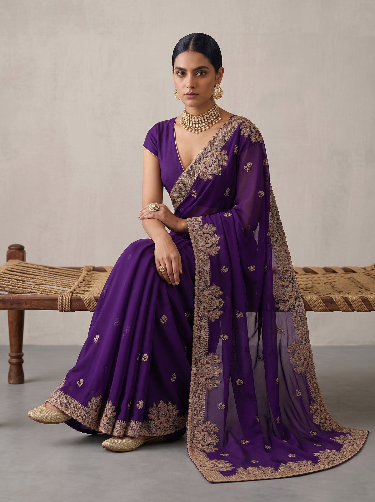 MIMOSA Purple Banarasi Saree — pose 8 styling detail