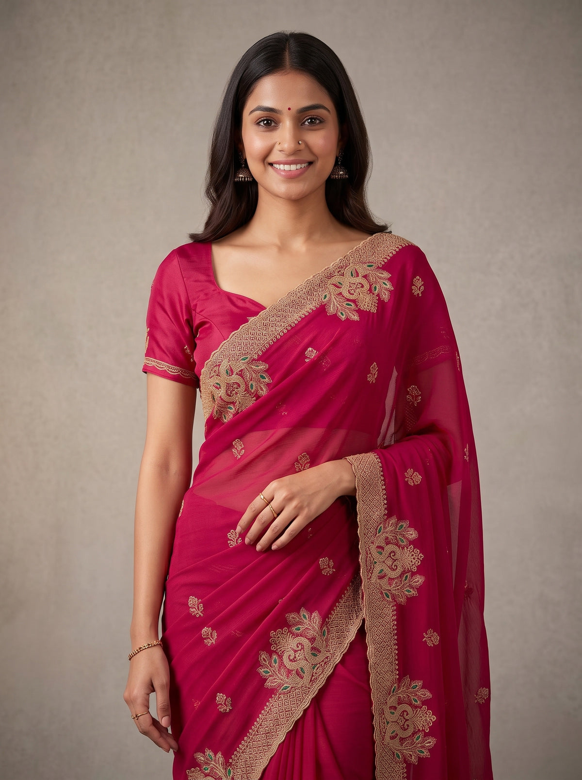 MIMOSA Rani Banarasi Saree — pose 10 styling detail