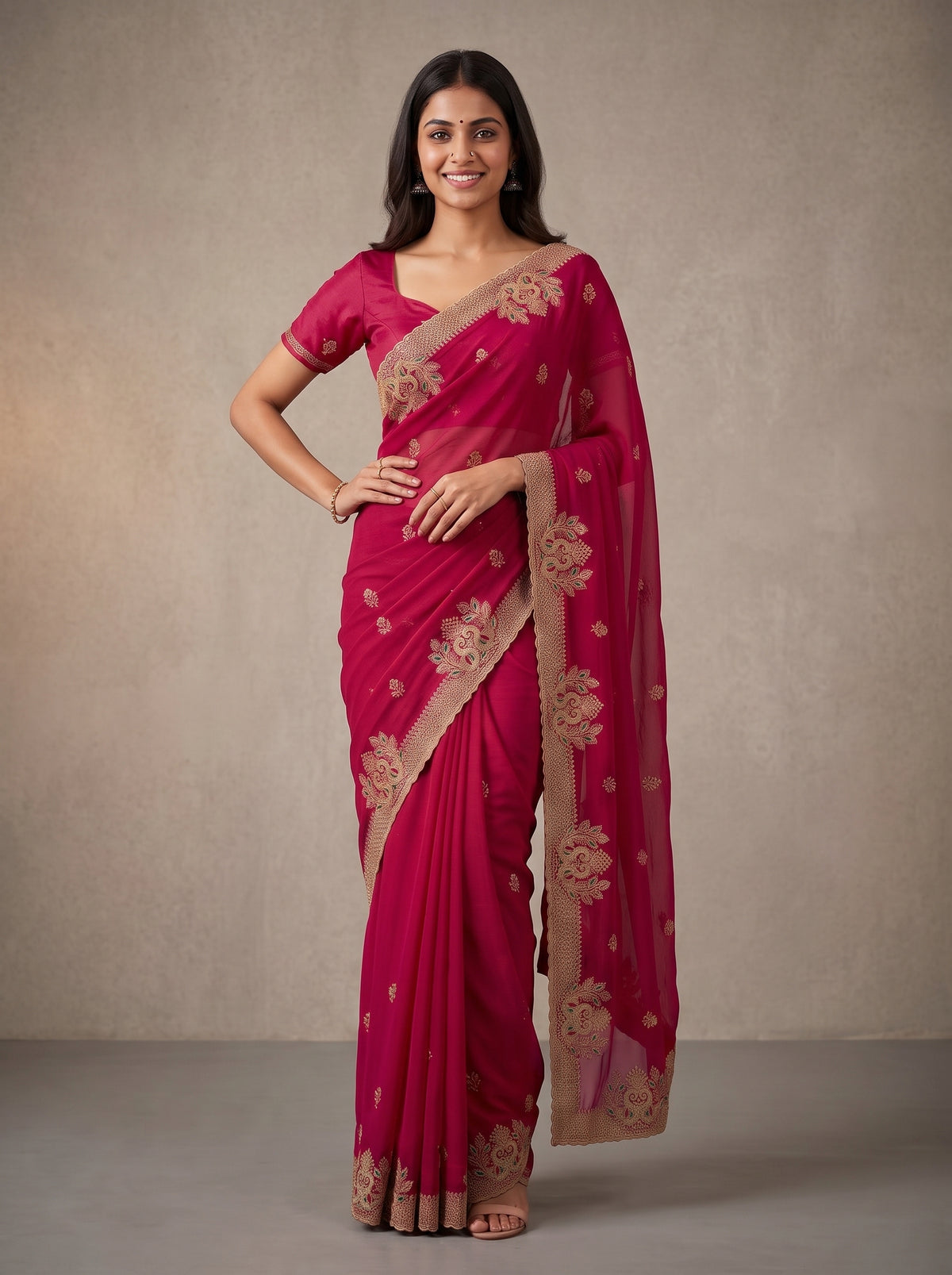 MIMOSA Rani Banarasi Saree — pose 4 styling detail